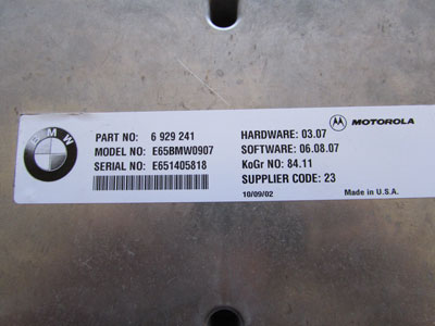 BMW Motorola Telephone Transmitter Receiver 84116929241 E65 E66 745i 745Li 760Li5